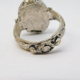 20th Century White Metal Onyx Centurion Intaglio Signet Ring Antique c1920