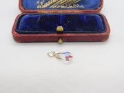Sterling Silver Iridescent Glass Charm Pendant Vintage c1970