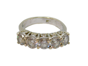 Sterling Silver 5 Stone Cubic Zirconia Dress Ring Vintage c1970 Size Q
