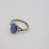Sterling Silver Cabochon Blue Lace Agate Studio Dress Ring Vintage c1970 Size K