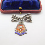 Sterling Silver & Enamel HMS Raleigh Training Base Sweetheart Brooch Antique