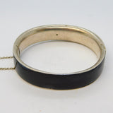 19th Century German Sterling Silver & Black Enamel Mourning Bangle Antique
