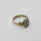 Sterling Silver Facted Amethyst Four Strand Dress Ring Vintage c1970 Size N 1/2