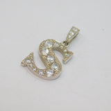 Sterling Silver Sparkling Paste Set 'S' Initial Charm Pendant Modern c1990s