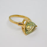 Sterling Silver Gilt Chunky Green Tourmaline Dress Ring Vintage c1970 Size N 1/2