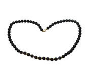 9ct Yellow Gold & Carved Onyx Beaded Necklace Vintage c1980s