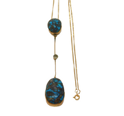 Austro-Hungarian 9ct Gold, Turquoise & Diamond Drop Pendant Necklace Antique