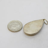 Sterling Silver Mother of Pearl Set Drop Charm Pendant Vintage c1970s