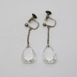 Art Deco Pair of Sterling Silver & Faceted Rock Crystal Screw-Back Earrings