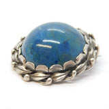 Sterling Silver Mounted Glazed Ceramic Ruskin Style Brooch Vintage c1950s