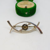 Scottish Ortak Sterling Silver Citrine Set Crossover Brooch Vintage c1975