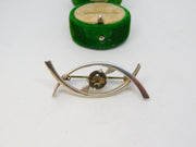 Scottish Ortak Sterling Silver Citrine Set Crossover Brooch Vintage c1975