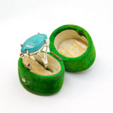 Sterling Silver Turquoise Ellipse Cabochon Dress Ring Vintage c1970 Size N 1/2