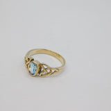 Sterling Silver Oval Topaz Celtic Style Band Dress Ring Vintage c1970 Size N 1/2