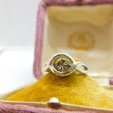 Sterling Silver Loop Ring With FlowerVintage c1970 Size M