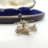 Sterling Silver Military Helicopter Charm Pendant Vintage c1970