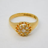 18ct Yellow Gold Diamond Set Daisy Cluster Ring Antique 1913 Birmingham