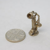Sterling Silver Antique Telephone Charm Pendant Vintage c1970