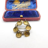 Ethnic Style Sterling Silver & Brass Rattling Disc Form Brooch Antique c1940