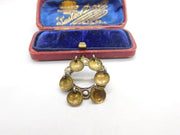 Ethnic Style Sterling Silver & Brass Rattling Disc Form Brooch Antique c1940