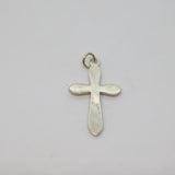 Sterling Silver Brushed Textured Cross Charm Pendant Vintage c1970