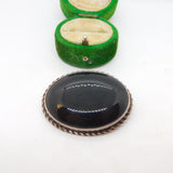 Sterling Silver Large Onyx Panel Brooch Vintage c1970