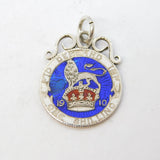 King Edward VII Sterling Silver Enamel Shilling Coin Pendant Antique 1910