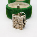 Sterling Silver Opening Holy Bible Charm Pendant Vintage c1970