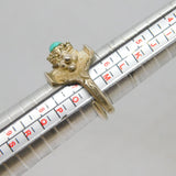 19th Century Sterling Silver Chinese Turquoise Set Ring Antique c1890 Size N