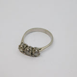 Sterling Silver Three Stone White Topaz Engagement Ring Vintage c1970 Size R