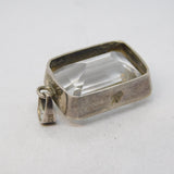 Sterling Silver & Large Crystal Set Drop Pendant Vintage c1970s