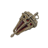 Sterling Silver & Red Glass Set Lantern Pendant Vintage c1970s