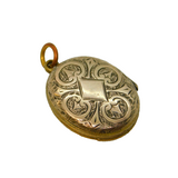Victorian Rolled Gold Floral Pattern Sweetheart Locket Pendant Antique