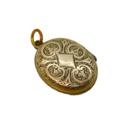 Victorian Rolled Gold Floral Pattern Sweetheart Locket Pendant Antique