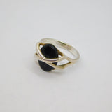 Sterling Silver Black Onyx Cross Over Design Studio Ring Modern c1990 Size O