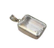 Sterling Silver & Large Crystal Set Drop Pendant Vintage c1970s