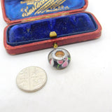 Sterling Silver Coloured Glass Bead Charm Pendant Vintage c1970
