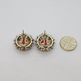 Pair of Sterling Silver Carnelian, Sapphire & Ruby Stud Earrings Modern c1990