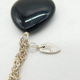Studio Jewellery Sterling Silver Glass Heart & Drop Statement Necklace Vintage