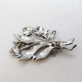 Sterling Silver Marcasite Set Floral Spray Brooch Antique c1930s Art Deco