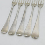 George II Set of Five Sterling Silver Three-Pronged Forks Antique 1738 London