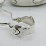 Art Nouveau Planished Sterling Silver Sugar Bowl & Tongs Antique 1906 Birmingham