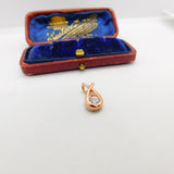 Rose Gold On Sterling Silver Diamond Paste Drop Charm Pendant Vintage c1970