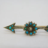 Austro-Hungarian Sterling Silver, Turquoise Arrow Sweetheart Brooch Antique