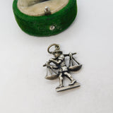 Sterling Silver Farmer with Baskets Charm Pendant Vintage c1970