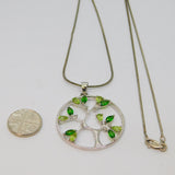 Sterling Silver Green Garnet, Peridot & Sapphire Pendant Necklace Vintage c1990