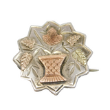 Victorian Gold & Sterling Silver Floral Wreath Brooch Antique c1880