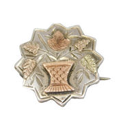 Victorian Gold & Sterling Silver Floral Wreath Brooch Antique c1880