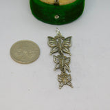 Sterling Silver Triple Butterfly Drop Charm Pendant Vintage c1970