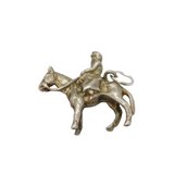 Sterling Silver Lady Horse Riding Side-Saddle Charm Pendant Vintage c1970s